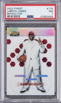 2002-03 Topps Finest Refractors #178 LeBron James Rookie Card (#071/250) – PSA NM 7